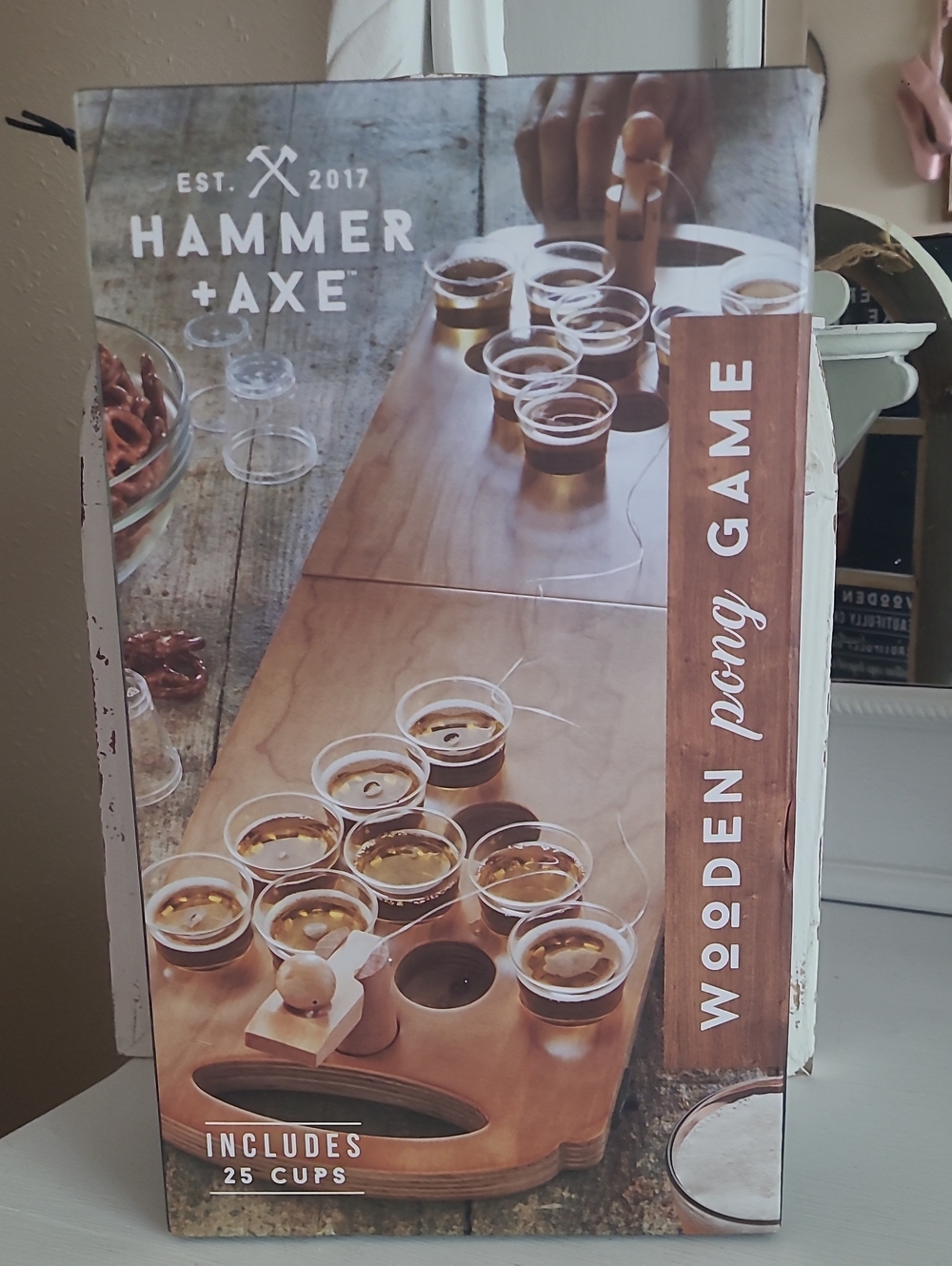 Hammer Ax Wooden Pong Game Set. New In Box